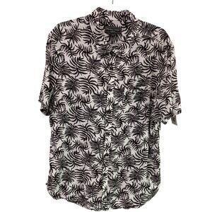 Paisley & Gray Mens XXL Slim Fit Linen Blend Palm Leaf Short Sleeve Button Shirt